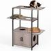 TOLEAD Cat Tree with Litter Box Enclosure Modern Cat Litter Box Furniture Hidden with Cabinet for Large Cats Metal Frame 3-Tier Cat Tower 3 Removable Washable Cushionsâ€¦