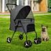 Dkelincs 4 Wheels Pet Dog Stroller Foldabel Cat Dog Stroller Waterproof Lightweight Travel Folding Carrier Gray
