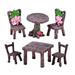 Miniature Table and Chair Set: Resin Table Chairs Model Fairy Village Bench Furniture 2 Sets Landscape Accessories