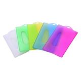 plastic holder 20pcs Plastic Holder Sleeve Protector for ID Credit Bus Student Cards Employee Badge (Random Color Surface with Hole)