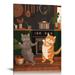 COMIO Cat Vintage Tin Signs in This Kitchen We Dance Retro Wall Decor Wall Art Love Cooking Funny Posters Cat Cooking Lovers Gifts