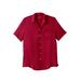 Plus Size Women's KS Island Solid Rayon Short-Sleeve Shirt by KS Island in Rich Burgundy (Size 2XL)