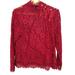 J. Crew Tops | J. Crew Womens 6 Red Floral Lace Long Sleeves Mock Neck Bow Blouse Top Lined | Color: Red | Size: 6