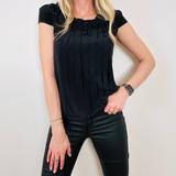 Kate Spade Tops | Kate Spade Live Colorfully Pleated Front Blouse Top 100% Silk | Color: Black | Size: Xs