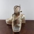 Giani Bernini Shoes | Gianni Bini Gold Glitter Platform Sandals Size 9 | Color: Gold | Size: 9