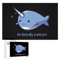 Blue Narwhal Funny Unicorn Funny Jigsaw Wooden Picture Puzzle Unique Gift for Adults 300/500/1000 Piece