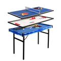 47.2" Folding Multi Game Table, 4 in 1 Combo Arcade Game Table Set with Pool Billiards, Shuffleboard, Air Hockey & Table Tennis/Ping Pong, Complete Combination Game Table for Family Game Room,Blue