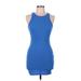 Shein Casual Dress - Mini Crew Neck Sleeveless: Blue Solid Dresses - Women's Size 6