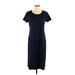 Lands' End Casual Dress - Shift Scoop Neck Short sleeves: Blue Solid Dresses - Women's Size Small