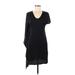 Helmut Lang Casual Dress - Mini Scoop Neck Long sleeves: Black Solid Dresses - Women's Size Small