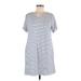 wasabi + mint Casual Dress - Mini Scoop Neck Short Sleeve: Blue Print Dresses - Women's Size Medium