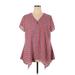 NY Collection Short Sleeve Blouse: Red Tops - Women's Size 2X