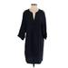 BCBGMAXAZRIA Casual Dress - Shift V-Neck 3/4 sleeves: Black Solid Dresses - Women's Size Small