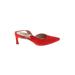 27 EDIT Heels: Slip-on Kitten Heel Casual Red Solid Shoes - Women's Size 9 1/2 - Pointed Toe