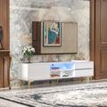 Wrought Studio™ TV Stand, TV Cabinet, Entertainment Center, TV Console, Media Console, w/ LED Remote Control Lights Wood in White | Wayfair