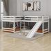 Harriet Bee Full & Twin Size Wooden L-Shaped Bunk Bed w/ Slide & Short Ladder in White | 50.7 H x 79.5 W x 134 D in | Wayfair