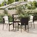 Latitude Run® Patio Dining Set Outdoor Rattan Wicker Table & Chair Set for Porch Square Glass/Metal in Black | 31.5 W x 31.5 D in | Wayfair