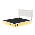 Winston Porter Queen Size Floating Bed Frame w/ Motion Activated Night Lights, Leather in Black | 40.9 H x 62.2 W x 82.3 D in | Wayfair