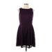 City Triangles Casual Dress - A-Line Crew Neck Sleeveless: Purple Print Dresses - Women's Size Large