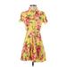 Forever 21 Casual Dress - A-Line Collared Short sleeves: Yellow Print Dresses - Women's Size Small