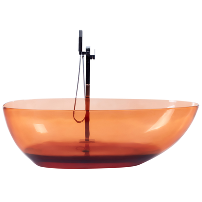 Badewanne Hellrot Mineralwerkstoff 169x78 cm Oval Freistehend mit Klickverschluss Stöpsel für 1 Person Modernes Design Badezimmer Ausstattung