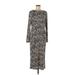 Vince Camuto Casual Dress - Midi High Neck 3/4 sleeves: Gray Dresses - Women's Size Medium