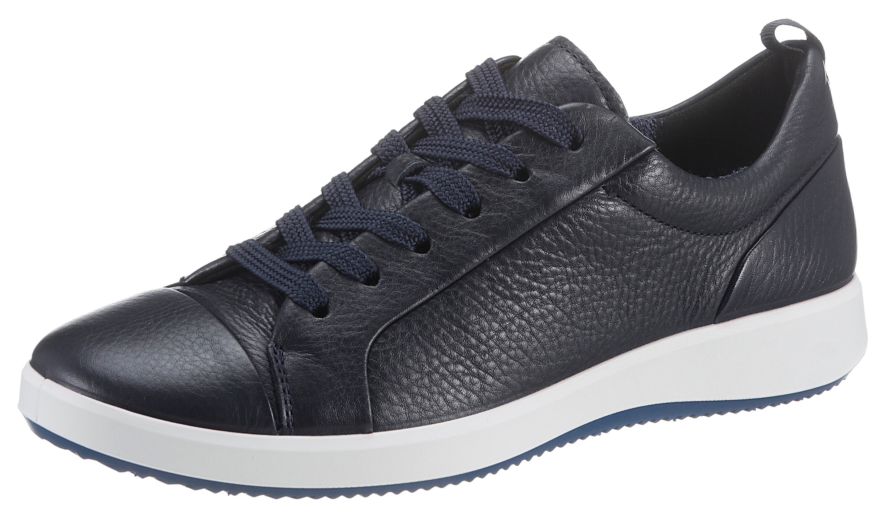 Sneaker ARA "ROMA", Damen, Gr. 7, blau (dunkelblau), Glattleder, unifarben, Schuhe Sneaker, Freizeitschuh, Halbschuh, Schnürschuh mit High Soft Fußbett, G-Weite