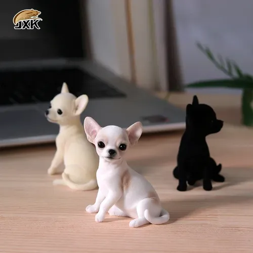 Mr.Z JXK Harz PVC Miniatur Tier Modell Chihuahua Nette Welpen Hund Modell Spielzeug fit für Action