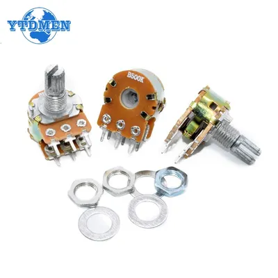 5 teile/los wh148 lineares potentiometer 15mm welle 6 pin, mit muttern scheiben b10k b1k b2k b5k Image