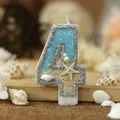 Candela di compleanno da 3 pollici grande numero 4 candela in stile marino Beach Starfish Seashells