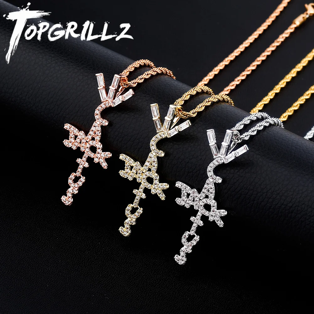 TOPGRILLZ Travis Scott Produkt Marke Kaktus Jack Form Anhänger Halskette Eis Kristall Zirkonia Anhänger Hip Hop Schmuck Geschenk