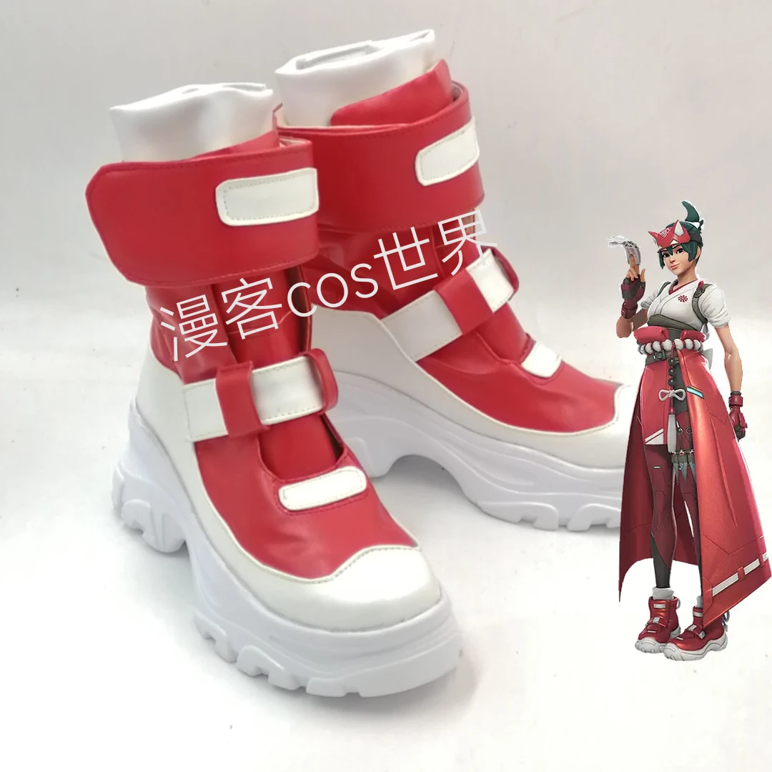 Overwatch Kiriko Cosplay Stiefel Schuhe Kiriko Spiel OW Cosplay Perücke Kiriko Grün Pferdeschwanz Perücken Hitze Beständig Haar Halloween Schuhe