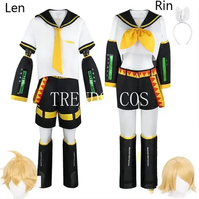 Kagamin Len/Rin Cosplay Kostüm Rin Kagamin Uniform Len Outfits Iinclude Ärmel Leggings Kopfbedeckung Image