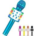 Karaoke Microphone for Kids with Bluetooth & LED Lights - 5 in 1 Fun Toys Home KTV Birthday Party Player - Christmas Stocking Stuffers for Girls Boys and Teens(Blue)