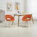 2pcs Orange Velvet Accent Chair Tufted Bar Stools Dining Chairs Breakfast Bar Chairs Lounge Side Chair Counter Height Barstools