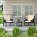 VEIKOUS 3-Piece Outdoor Wicker Patio Porch Rocking Chair and Rattan Coffee Table Set with Cushions and Pillows