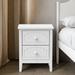 19 in White Painted, Solid Wood Double Drawer, Modern Style Nightstand, Living Room