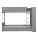 Gray Twin Over Twin Bunk Bed with Multi-Layer Cabinet and 2 Drawers