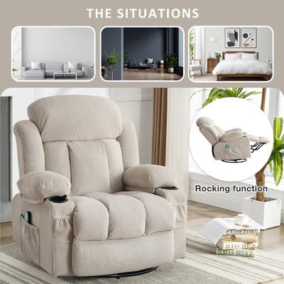 360 Degree Swing and Rotation Recliner Massage Heated Sofa