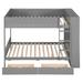 Gray Full Over Full Size Bunk Bed w/ 2 Drawers and Multi-Layer Cabinet