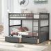 Full over Full Bunk Bed with 2 Storage Drawers - Grey