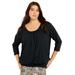 Plus Size Women's Shirred Scoopneck Top by June+Vie in Black (Size 18/20)
