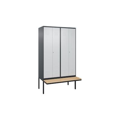 C+P Doppel-Spind Classic PLUS, schwebender Sitzbank aus Buche 4 Abteile, HxBxT 212x120x82cm, Zylinderschloss, Anthrazit/Hellgrau von PROREGAL Image