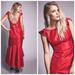 Free People Dresses | Free People Goddess Special Gown Edition Red Taffeta Mermaid Ruffled Maxi Dress | Color: Red | Size: 8