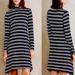 Anthropologie Dresses | Anthropologie Maeve Navy/White Striped Mock Turtleneck Swing Dress | Color: Blue/White | Size: M