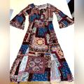 American Eagle Outfitters Dresses | American Eagle Outfitters Long Patterned Dress Size Large | Color: Blue | Size: L