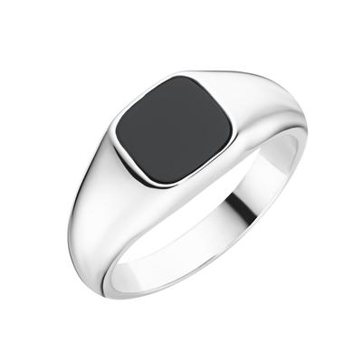 Giorgio Martello Milano Ring Siegelring mit schwarzem Achat, Silber 925 62 Schwarz Herren Image
