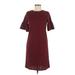 Les Amis Casual Dress - Shift: Burgundy Solid Dresses - Women's Size Small