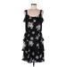 White House Black Market Casual Dress - Mini Cold Shoulder Sleeveless: Black Floral Dresses - Women's Size 8