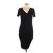 DKNY Jeans Casual Dress - Sheath V-Neck Short sleeves: Black Print Dresses - Women's Size Large